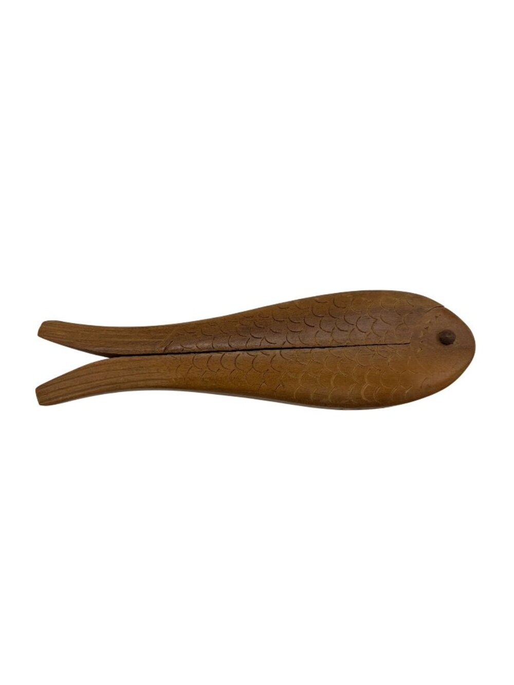 Vintage Wooden Fish Nutcracker DOM Yugoslavia Hand Carved Folk Art Tool 8" Long